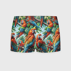 Трусы-боксеры мужские Попугаи Ара - тропики джунгли, цвет: 3D-принт