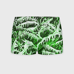 Мужские трусы Белые клыки на зелёном фоне