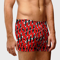 Трусы-боксеры мужские Техно узор красный, цвет: 3D-принт — фото 2