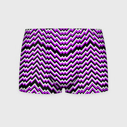 Трусы-боксеры мужские Фиолетовые и белые ломаные линии, цвет: 3D-принт