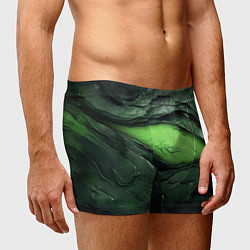Трусы-боксеры мужские Разрез на зеленой абстракции, цвет: 3D-принт — фото 2