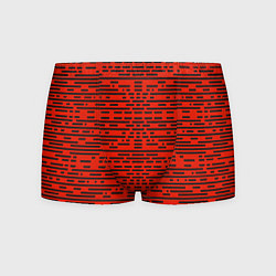 Трусы-боксеры мужские Чёрные полосы на красном фоне, цвет: 3D-принт
