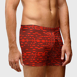 Трусы-боксеры мужские Чёрные полосы на красном фоне, цвет: 3D-принт — фото 2