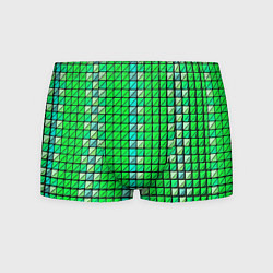 Трусы-боксеры мужские Зелёные плитки и чёрная обводка, цвет: 3D-принт