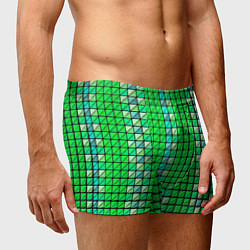 Трусы-боксеры мужские Зелёные плитки и чёрная обводка, цвет: 3D-принт — фото 2