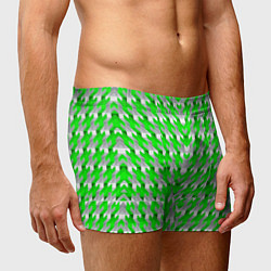 Трусы-боксеры мужские Зелёно-белый паттерн, цвет: 3D-принт — фото 2