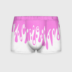 Трусы-боксеры мужские Потеки розовой краски на белом, цвет: 3D-принт
