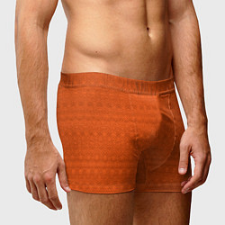 Трусы-боксеры мужские Однотонный тёмно-оранжевый полосатый узор, цвет: 3D-принт — фото 2