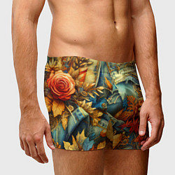 Трусы-боксеры мужские Композиция из цветов и рваной джинсы - нейросеть, цвет: 3D-принт — фото 2