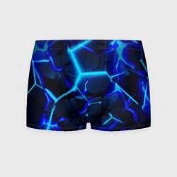 Мужские трусы Яркие голубые неоновые плиты в разломе