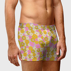 Трусы-боксеры мужские Разноцветный цветочный паттерн, цвет: 3D-принт — фото 2