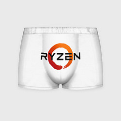 Трусы-боксеры мужские AMD ryzen logo white, цвет: 3D-принт