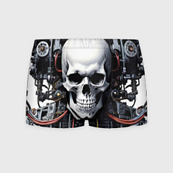 Трусы-боксеры мужские Cyber skull - ai art, цвет: 3D-принт