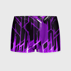 Трусы-боксеры мужские Abstract purple stripes on a black background, цвет: 3D-принт