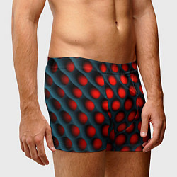 Трусы-боксеры мужские Оптическая иллюзия красная броня, цвет: 3D-принт — фото 2