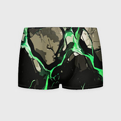 Трусы-боксеры мужские Зелёный разлом в камне, цвет: 3D-принт