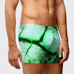 Трусы-боксеры мужские Трещины на абстрактном зелёном фоне, цвет: 3D-принт — фото 2