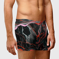 Трусы-боксеры мужские Красно-чёрный мрамор, цвет: 3D-принт — фото 2