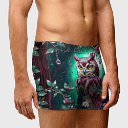Трусы-боксеры мужские Волшебная сова в самоцветном лесу, цвет: 3D-принт — фото 2
