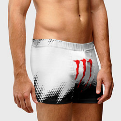 Трусы-боксеры мужские Monster energy чёрно белые краски, цвет: 3D-принт — фото 2