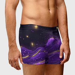 Трусы-боксеры мужские Фиолетовая текстура с золотыми звездочками, цвет: 3D-принт — фото 2