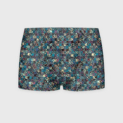 Трусы-боксеры мужские Бордово-голубой квадратный паттерн, цвет: 3D-принт