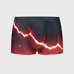 Трусы-боксеры мужские Красная молния на черной текстуре, цвет: 3D-принт