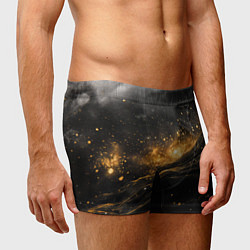 Трусы-боксеры мужские Золотистое сияние на черной текстуре, цвет: 3D-принт — фото 2