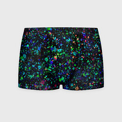 Трусы-боксеры мужские Чёрный с брызгами сине-зелёными абстракция, цвет: 3D-принт