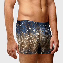 Трусы-боксеры мужские Золотые блестки на черно-синем фоне, цвет: 3D-принт — фото 2