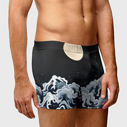 Трусы-боксеры мужские Японские волны и луна, цвет: 3D-принт — фото 2