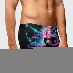 Трусы-боксеры мужские Neon cyber skull, цвет: 3D-принт — фото 2