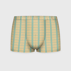 Трусы-боксеры мужские Color beige cage light blue stripes, цвет: 3D-принт