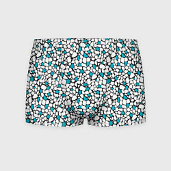 Мужские трусы Мелкий синий белый мозаичный узор на черном