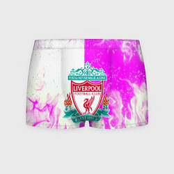 Трусы-боксеры мужские Ливерпуль розово белый огонь, цвет: 3D-принт