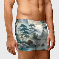 Трусы-боксеры мужские Японский акварельный пейзаж, цвет: 3D-принт — фото 2