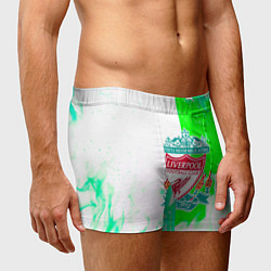 Трусы-боксеры мужские Ливерпуль зеленый огонь текстура, цвет: 3D-принт — фото 2