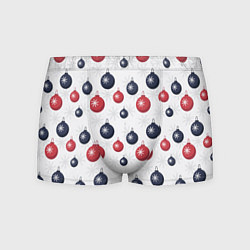 Мужские трусы Синие и красные новогодние шары со снежинками