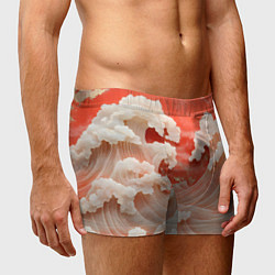 Трусы-боксеры мужские Японские красные волны, цвет: 3D-принт — фото 2