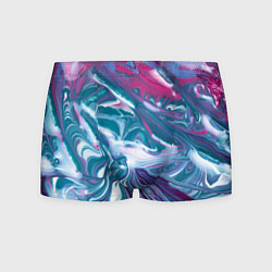 Трусы-боксеры мужские Абстракция бело сине красный мрамор, цвет: 3D-принт