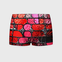 Трусы-боксеры мужские Рубиновый красный витражные плитки, цвет: 3D-принт