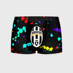 Трусы-боксеры мужские Ювентус брызги красок неон, цвет: 3D-принт