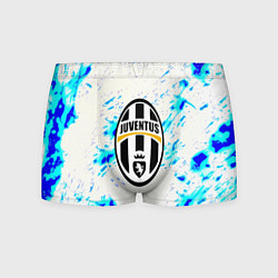 Трусы-боксеры мужские Ювентус голубые краски, цвет: 3D-принт