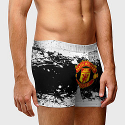 Трусы-боксеры мужские Манчестер Юнайтед черно белые краски лого, цвет: 3D-принт — фото 2