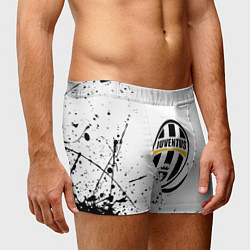 Трусы-боксеры мужские Ювентус черные краски всплеск, цвет: 3D-принт — фото 2