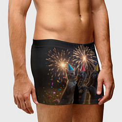 Трусы-боксеры мужские Праздничные коты, цвет: 3D-принт — фото 2