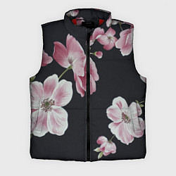 Мужской жилет Цветы на черном фоне, цвет: 3D-красный