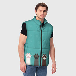 Мужской жилет Лапки котеек, цвет: 3D-черный — фото 2