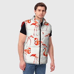 Мужской жилет Оранжевые фламинго, цвет: 3D-красный — фото 2