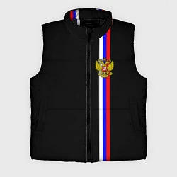Мужской жилет Лента с гербом России, цвет: 3D-черный